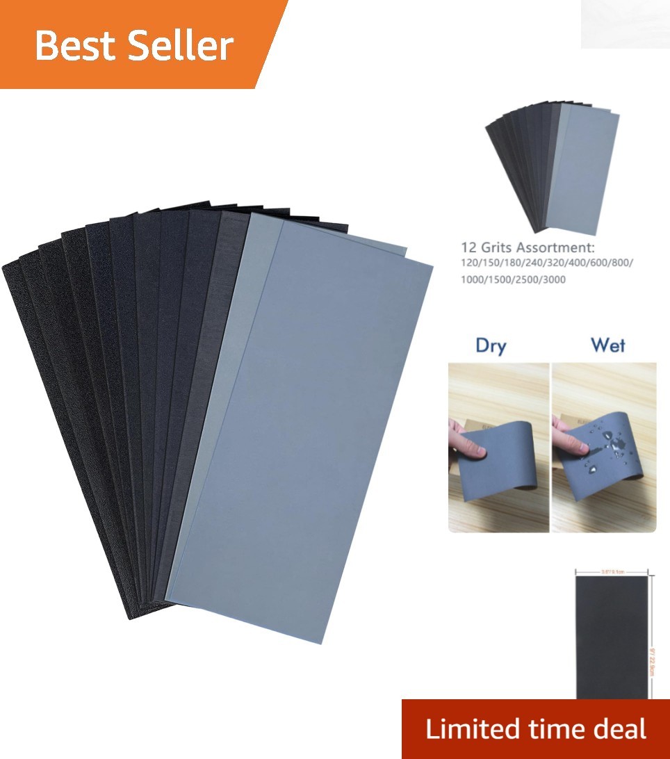 Durable Water-Resistant 12PCS Sandpaper Set for Effective Wet & Dry Finishing
