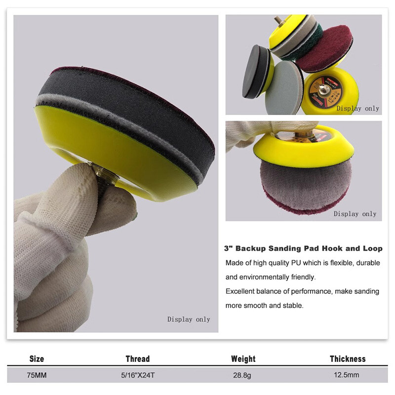 3 Inch 75mm DA Sanding Pad M8 5/16″×24 Hook Loop Backing Sander for Vibratite