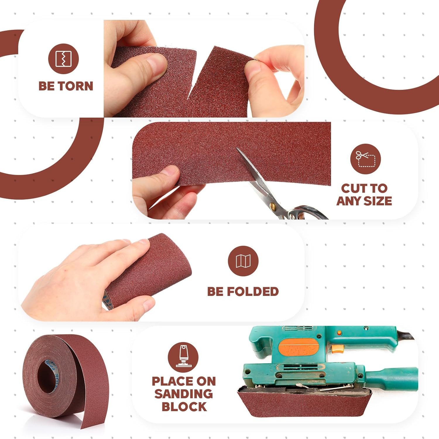 120 Grit Sandpaper Roll 3”x100 ft Long Emery Cloth Sand Paper Roll Aluminum Oxi