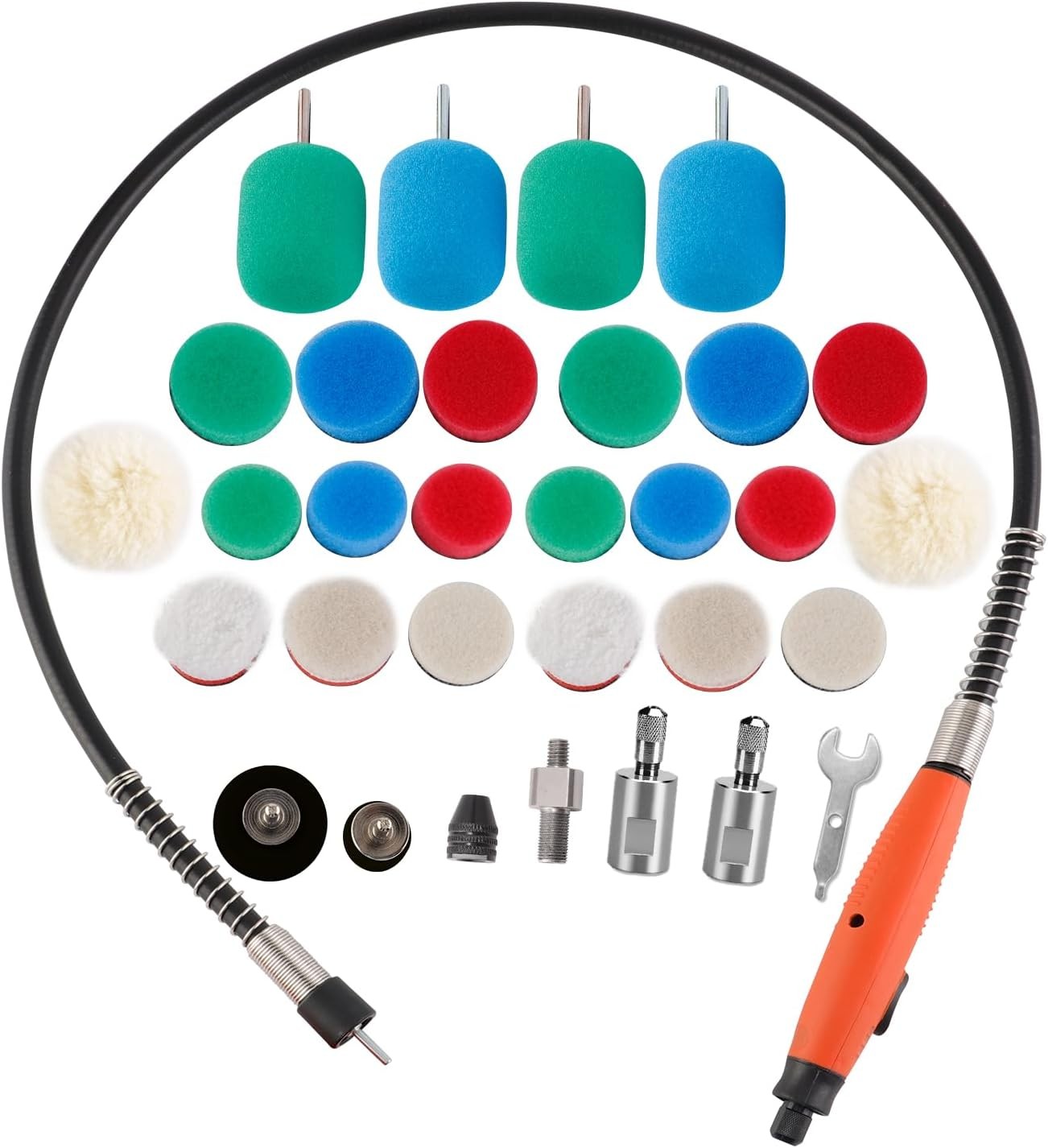 Mini Buffing Polishing Pads, 30Pcs 30Pcs DETAIL POLIHSING SETS + FLEXIBLE SHAFT