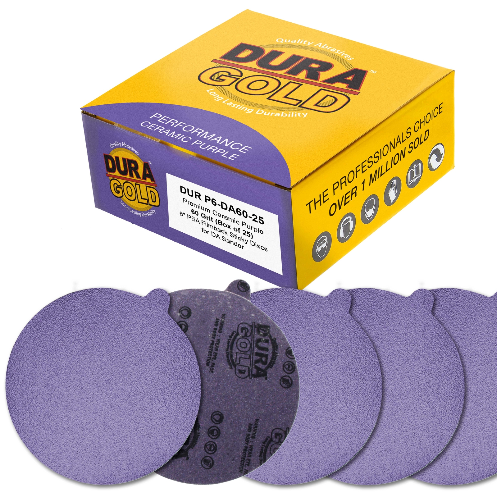 60 Grit 6″ PSA Ceramic Sanding Discs, Box of 25 – Self Adhesive Sandpaper