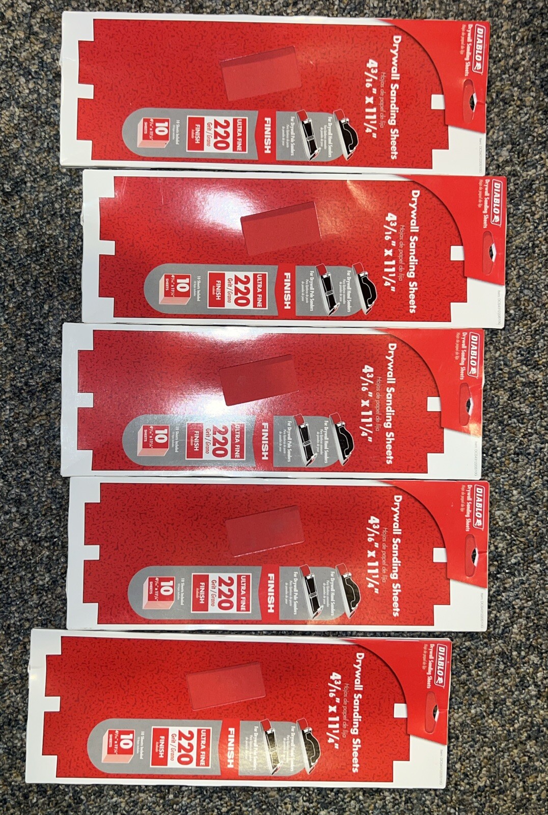 5 Lot Diablo 11-1/4 in L X 4-3/16 W 220 Grit Ceramic Drywall Sanding Sheet 10 pk