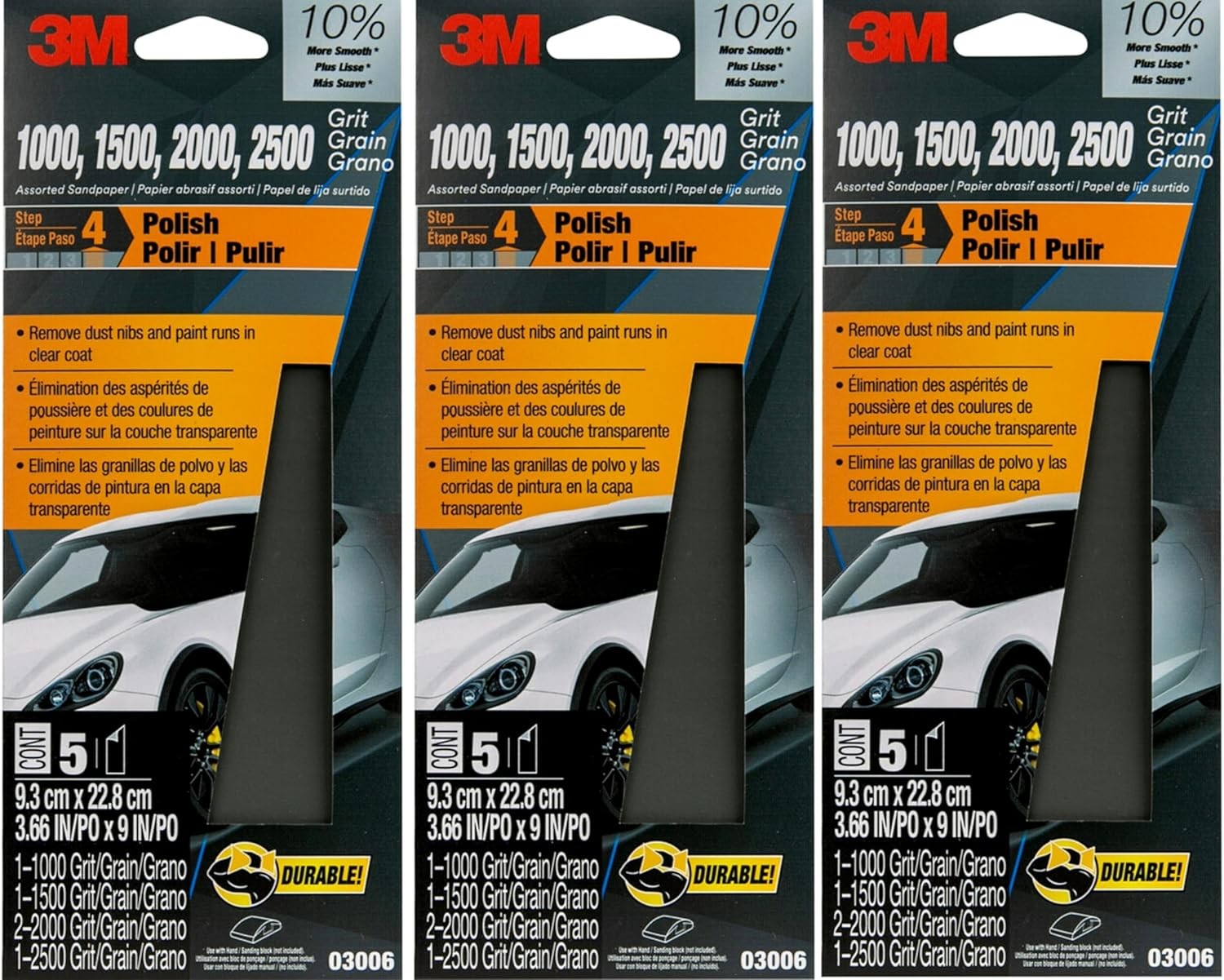 3M(TM) Wetordry(TM) Sandpaper, 03006, 3-2/3 in x 9 x 9 in, Assorted
