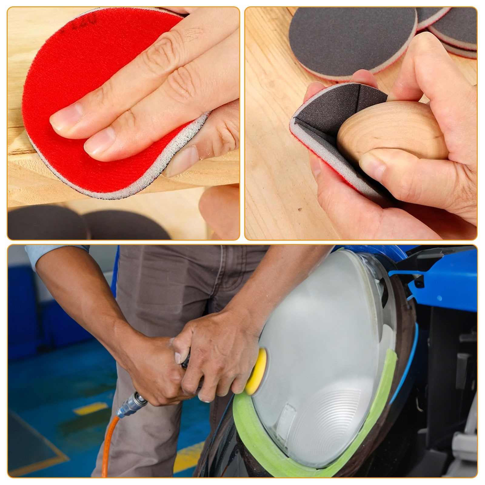 48PCS 3″ Hook & Loop Sanding Sponge Discs 80-3000 Grit Wet Dry Foam Sanding Pads