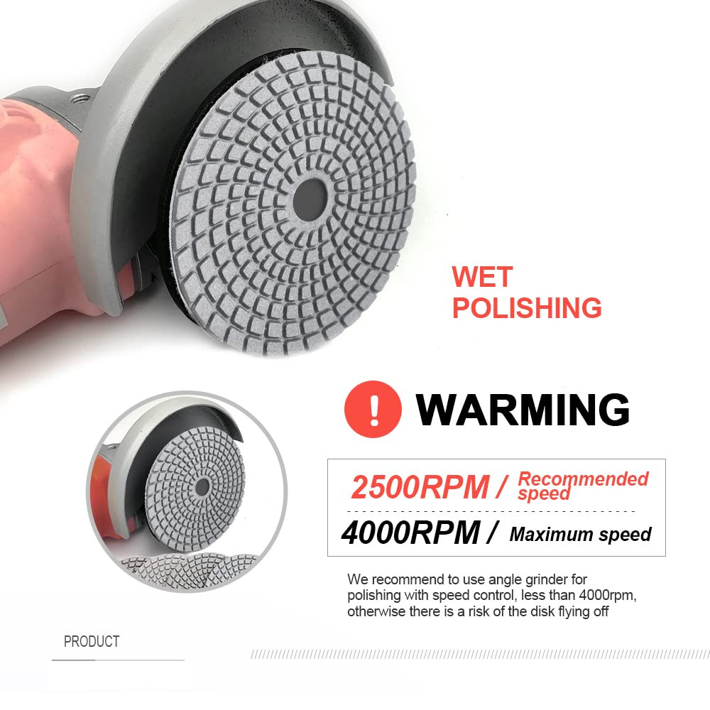 8Pcs Diamond Wet Polishing Pads for Marble & Granite Stone Grinding