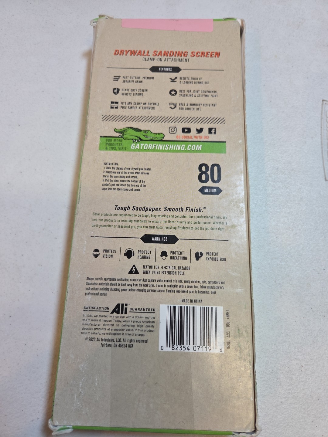 Gator Drywall Sandpaper 25 Screen Sheets each 4.25″ W x 11.25″ L 80-Grit