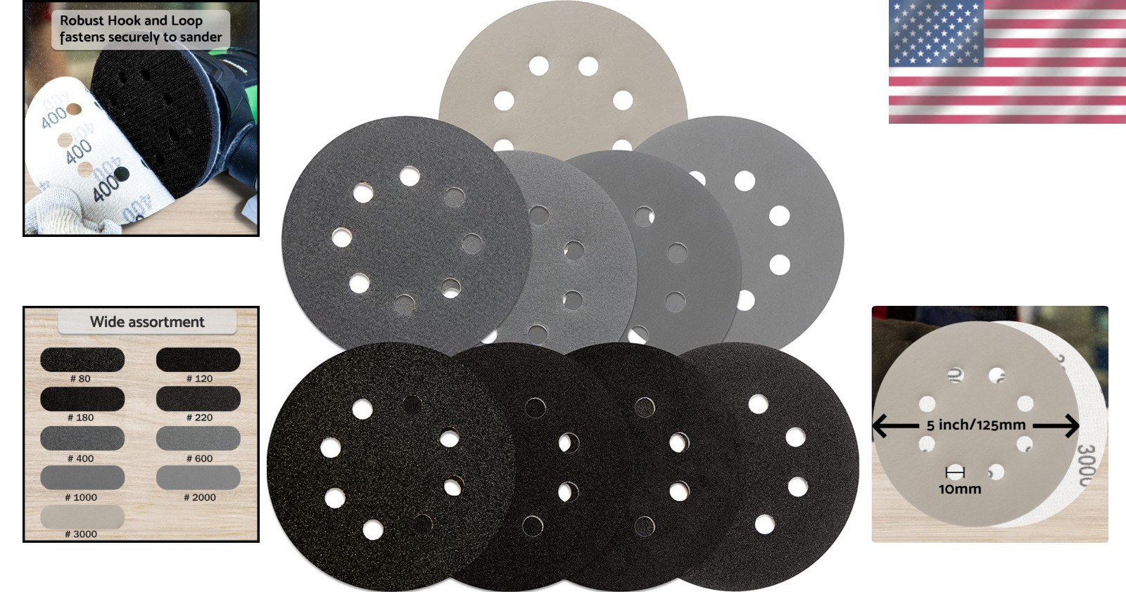 54-Piece 5″ Wet Dry Sanding Discs Set | Versatile Grits 80-3000 with Tack Cloth