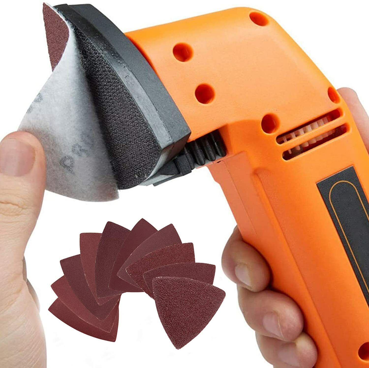 100PCS Multi-Tool Hook Loop Sandpaper Disc Triangle Sanding Pads for Oscillating
