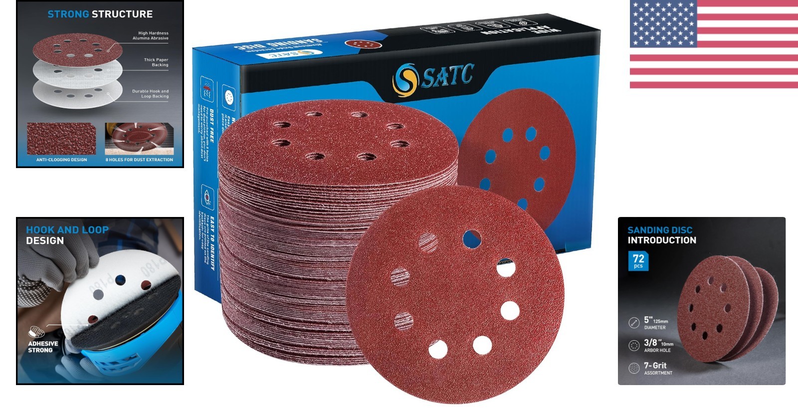 Professional 72 PCS 5-Inch Sandpaper Discs 40-320 Grits for Versatile Polishing