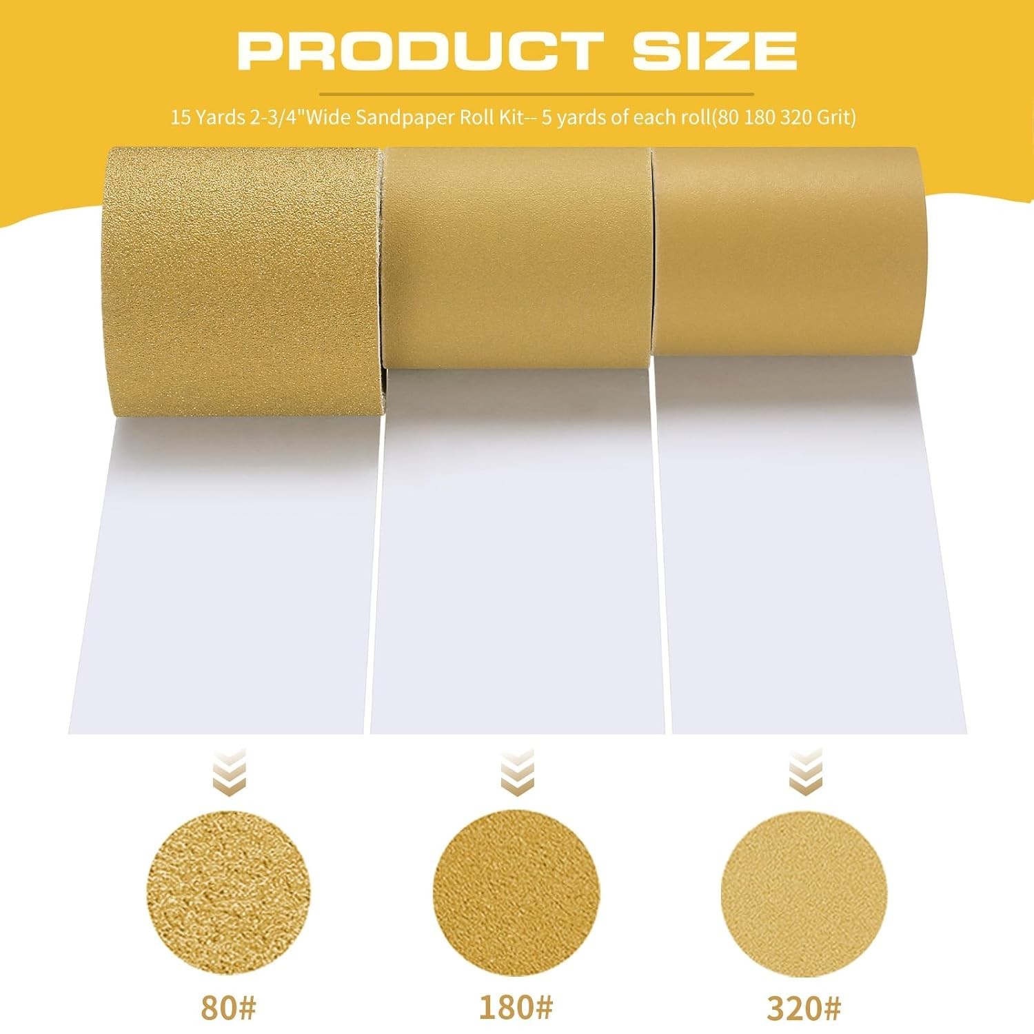 80, 180, 320 Grit PSA Longboard Sandpaper Kit, Total 15 Yards, 2-3/4″ Wide, C…