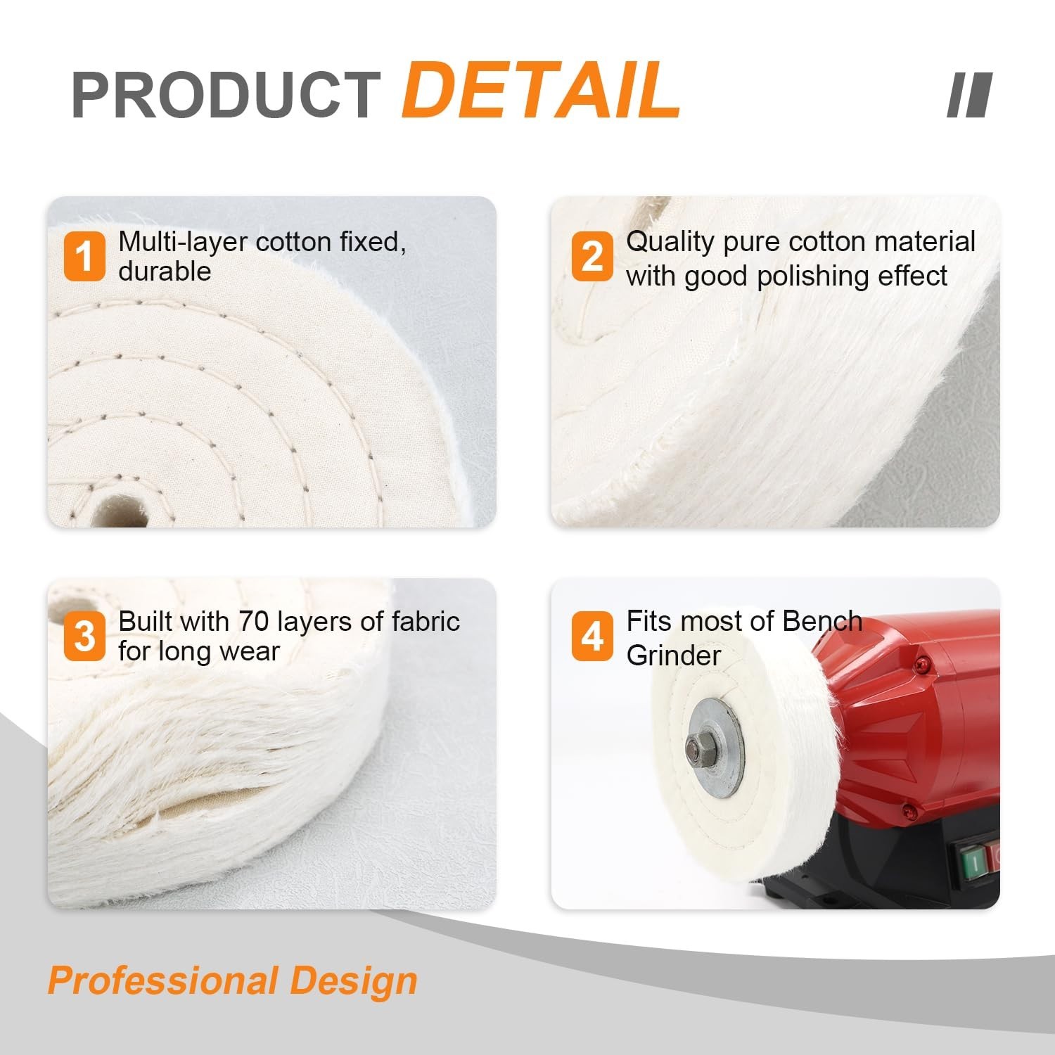 Easy Install 6 Inch Buffing Polishing Wheel Set – 2 PCS for Bench Grinders