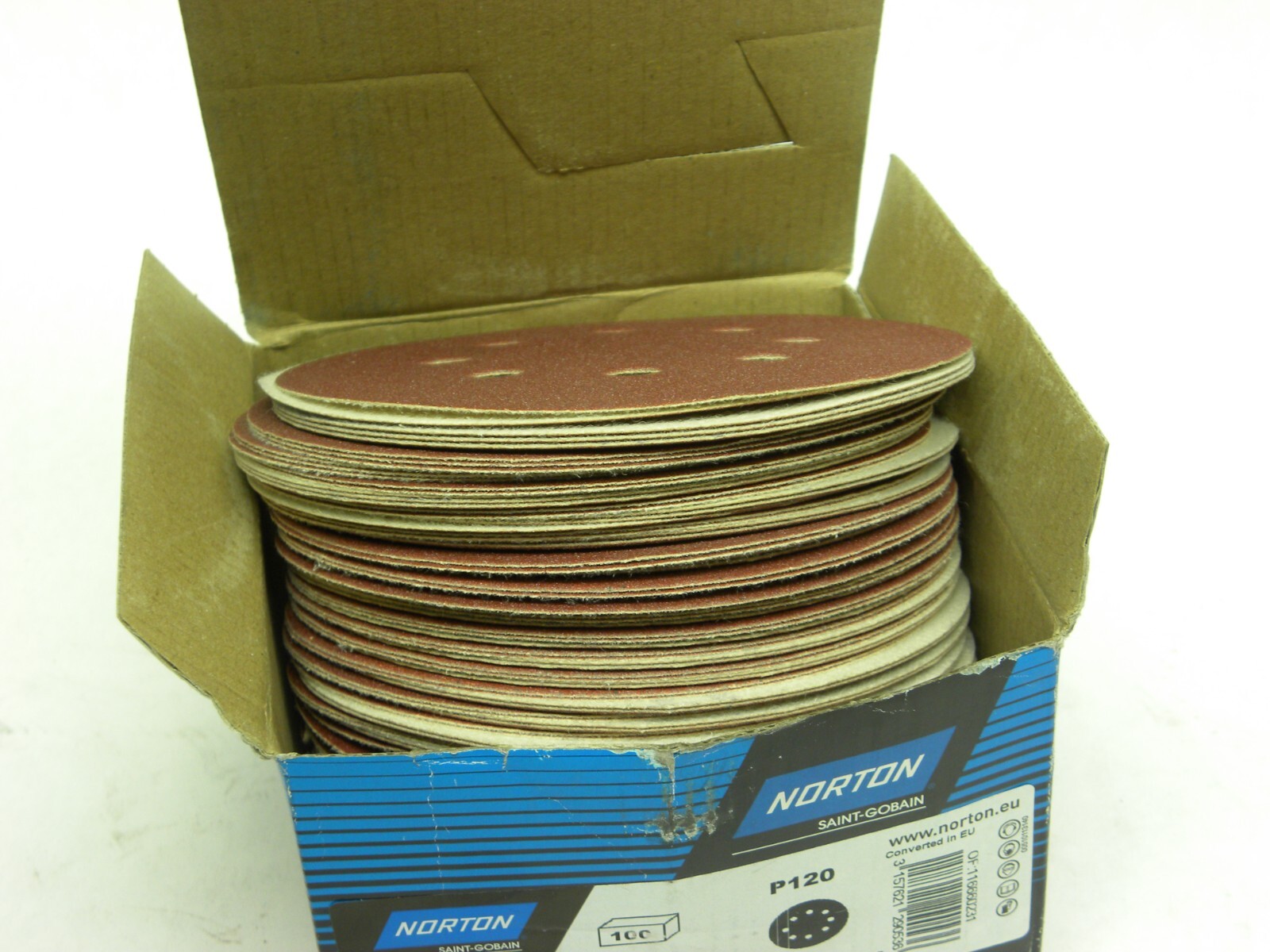 100pc Sanding Discs 125mm 5″ NORTON Hook Loop Pads Sandpaper for Hard Wood Metal