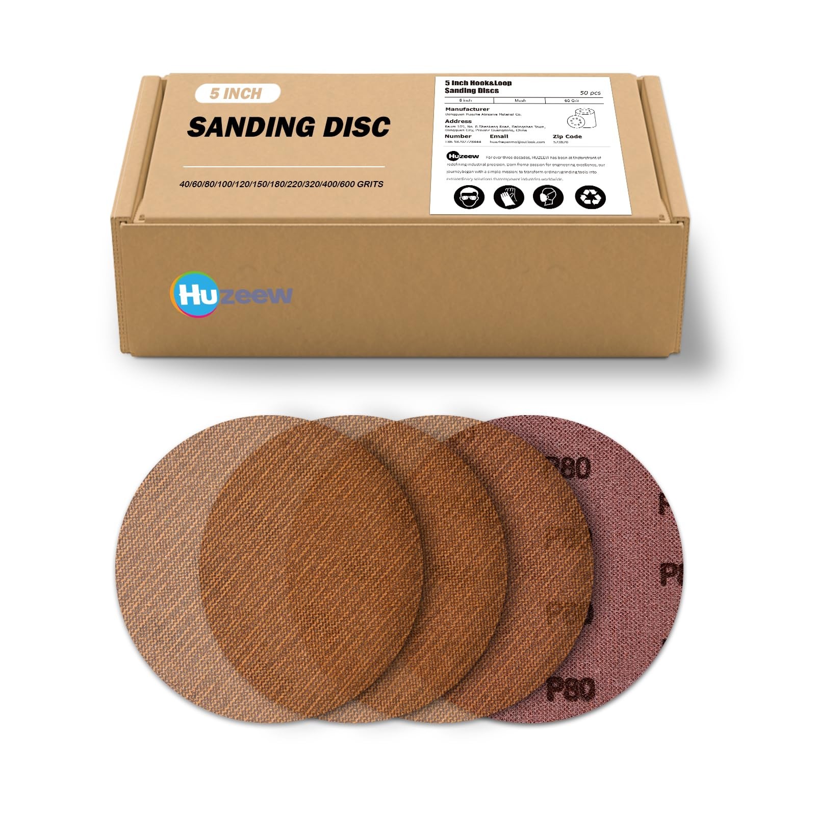 5 Inch Mesh Sanding Discs 50 PCS, 60/80/120/180/240 Grit Assortment, Dust Fre…