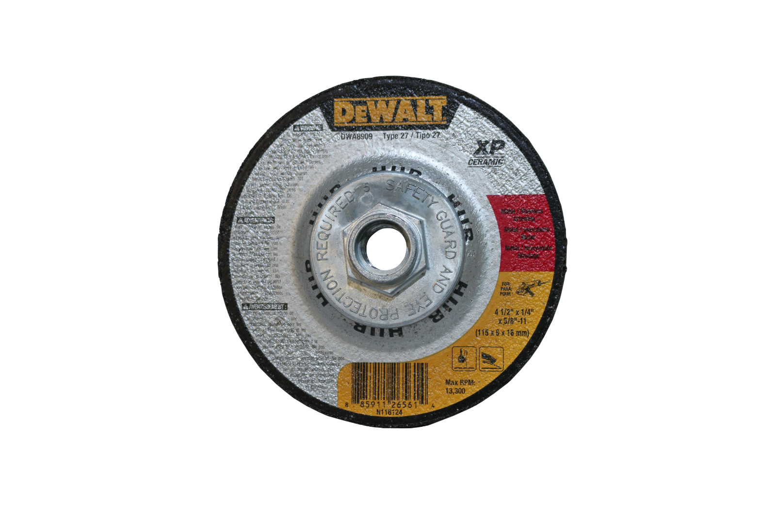5 DEWALT DWA8909 Ceramic Metal Grinding Wheel 4.5 x 1/4 x 5/8 -11_NEW