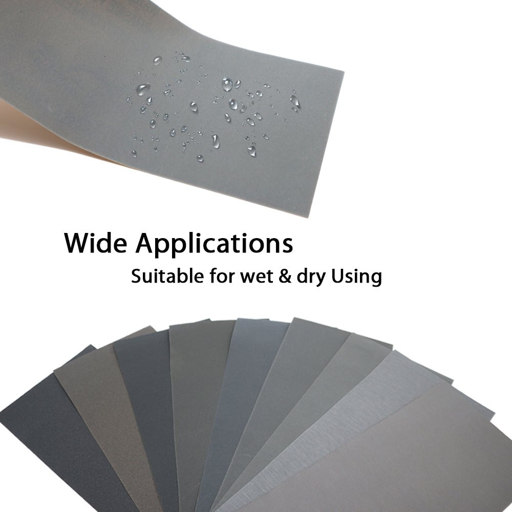 45Pcs Wet Dry Sandpaper, 400/600/ 800/1000/ 1200/1500/ 2000/2500/ 3000 Grit Asso