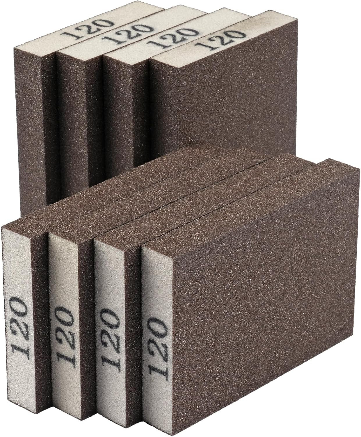 8 Pcs Sanding Sponge Blocks, 60–220 Grit Assortment for Wood, Metal, Drywall