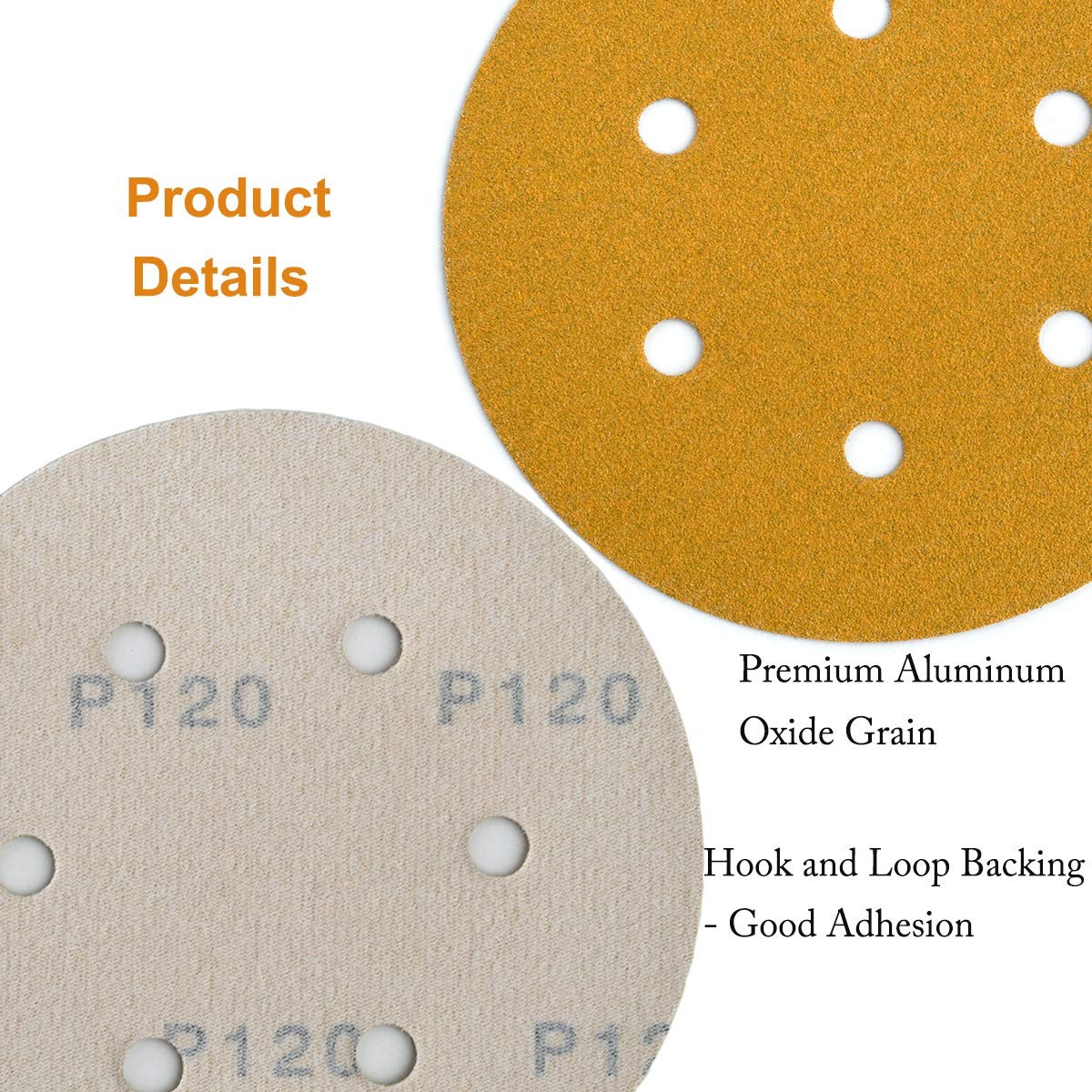 100PCS 6 inch Hook and Loop Sanding Discs 120 Grit 6-Hole Sander 150MM Sandpaper