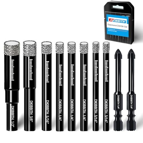 10 Pack Dry Diamond Drill Bits & Tile Drill Bit Set 10 Pcs Diamond Drill Bit