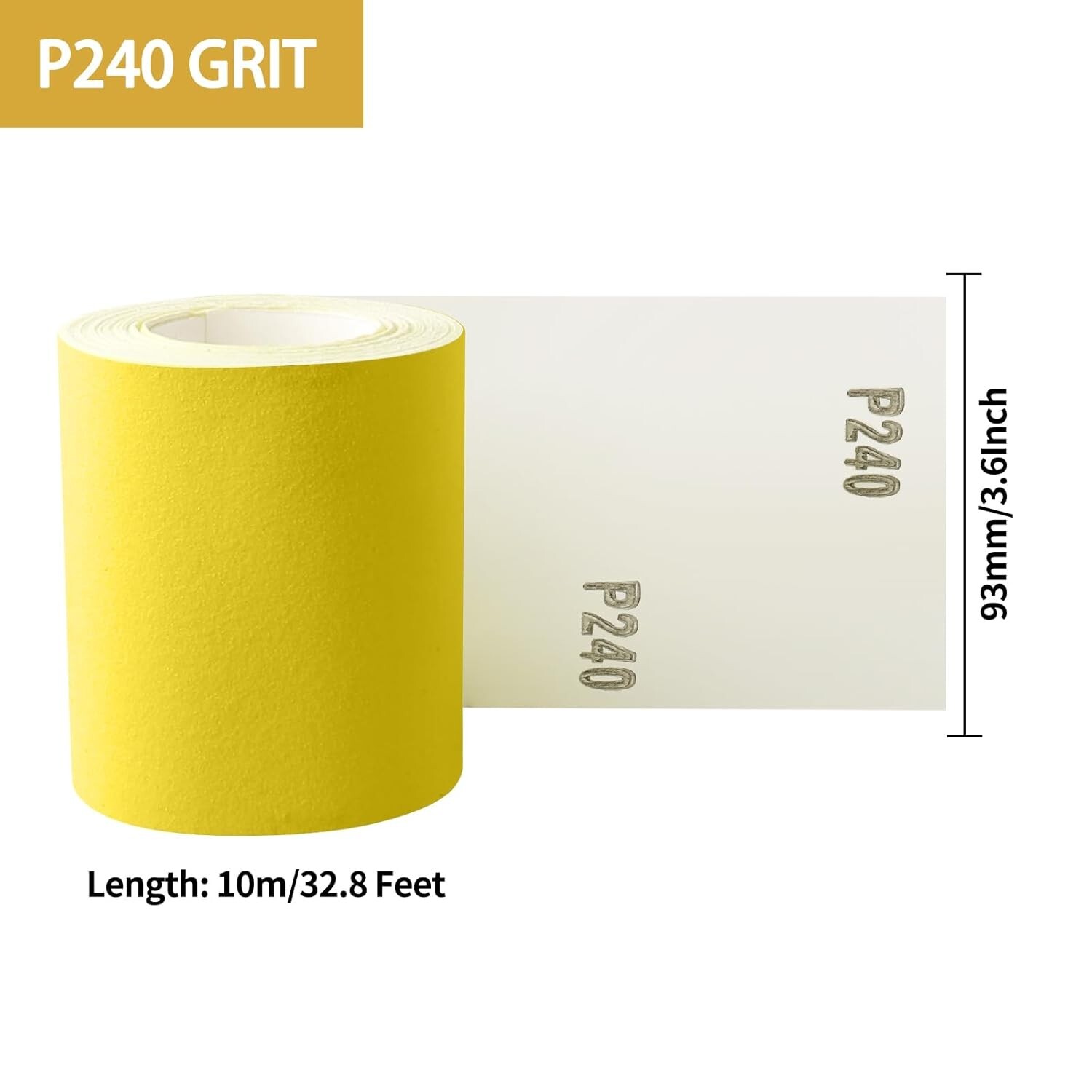 Shineboc Sandpaper Rolls 93mm*10M 240 Grit Quartz Sand Abrasive Sanding Paper