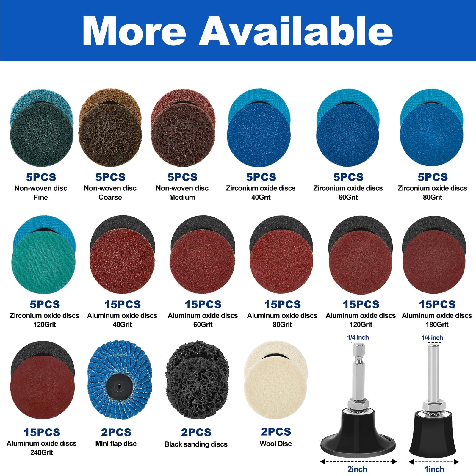 136 PCS 2 Inch Die Grinder Sanding Discs Bits Accessories, Quick 2 inches