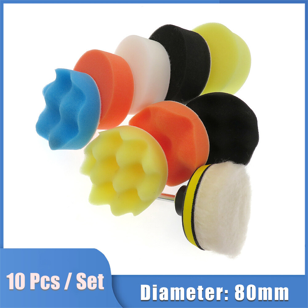 10pcs/set 80mm Car Polishing Sponge Auto Beauty Polishing Waxing Buffing Pads