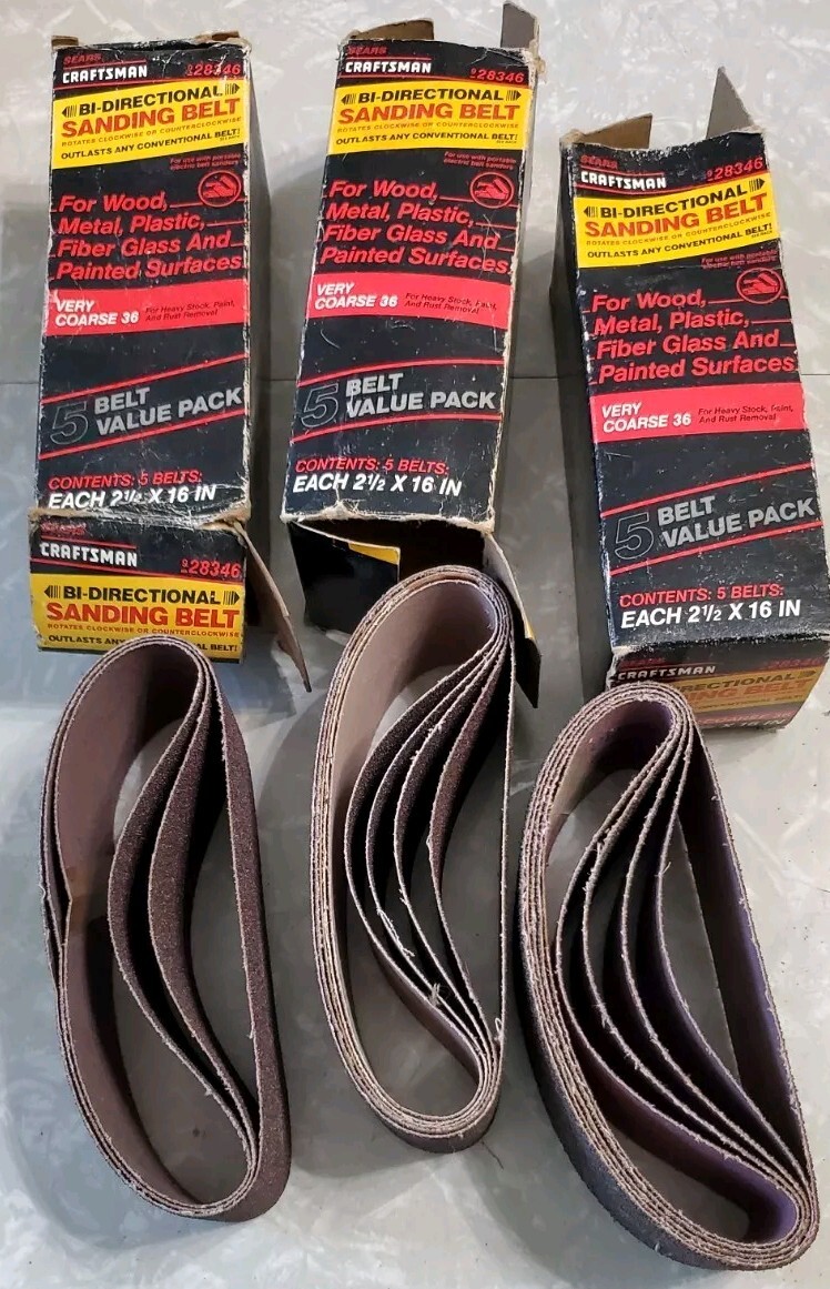 Bi-Directional Sanding Belts 3 Pkgs, Very Coarse 36, 2.5″ X 16 IN. #28346