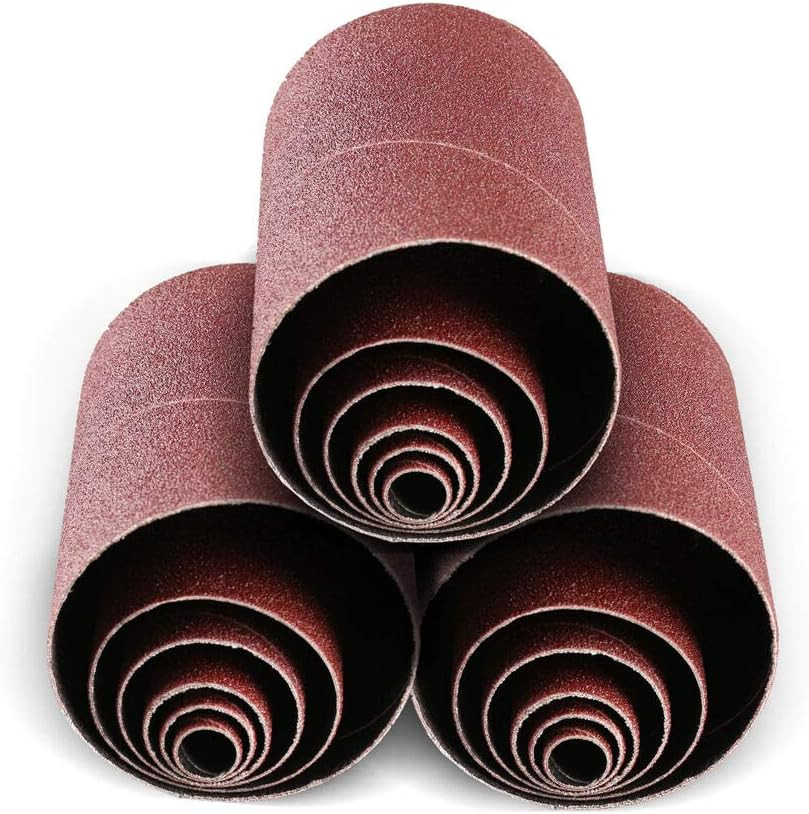 Aluminum Oxide Spindle Sanding Sleeves, 4.5 Inch Length 80/120/240 Assorted Grit