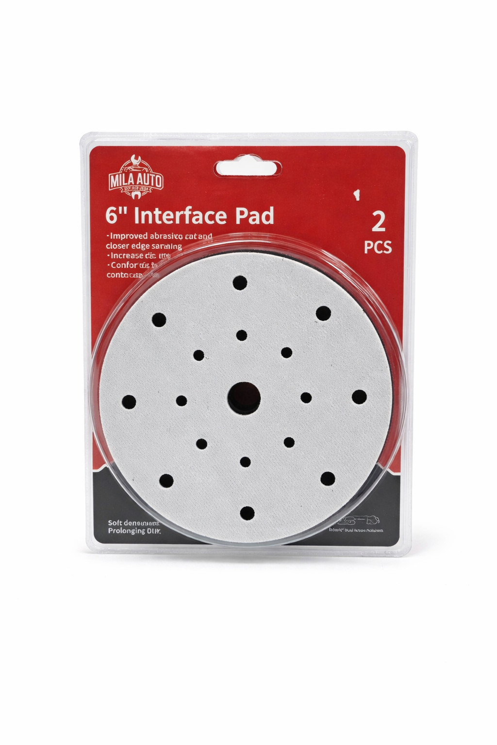 6″ Interface Pad 2PCS – Hook & Loop Soft Foam Sanding Pad – 17 Holes