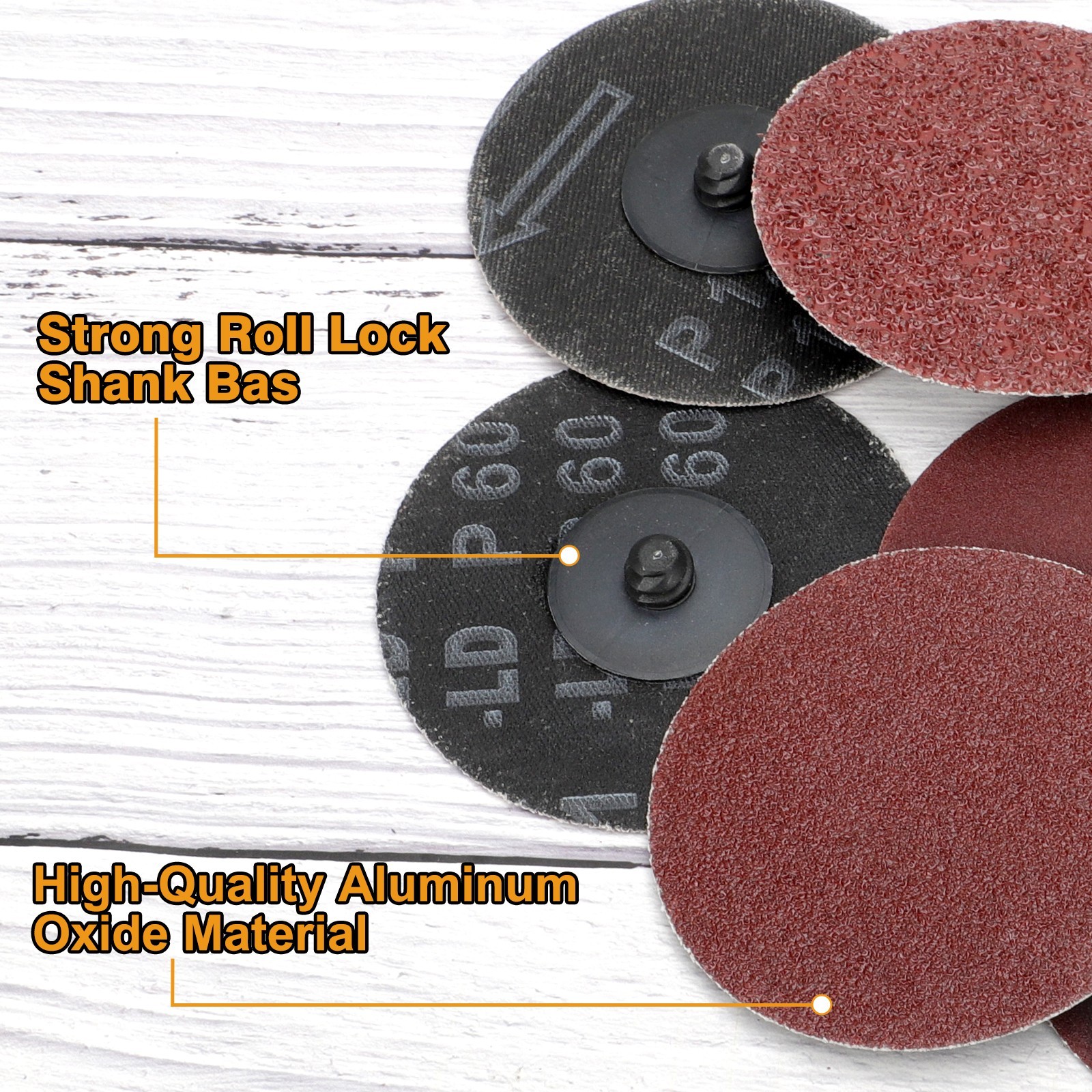 53x 3″ Sanding Disc Roll Lock Quick Change Disc 36/60/80/120/240 Grit 1/4″ Shank