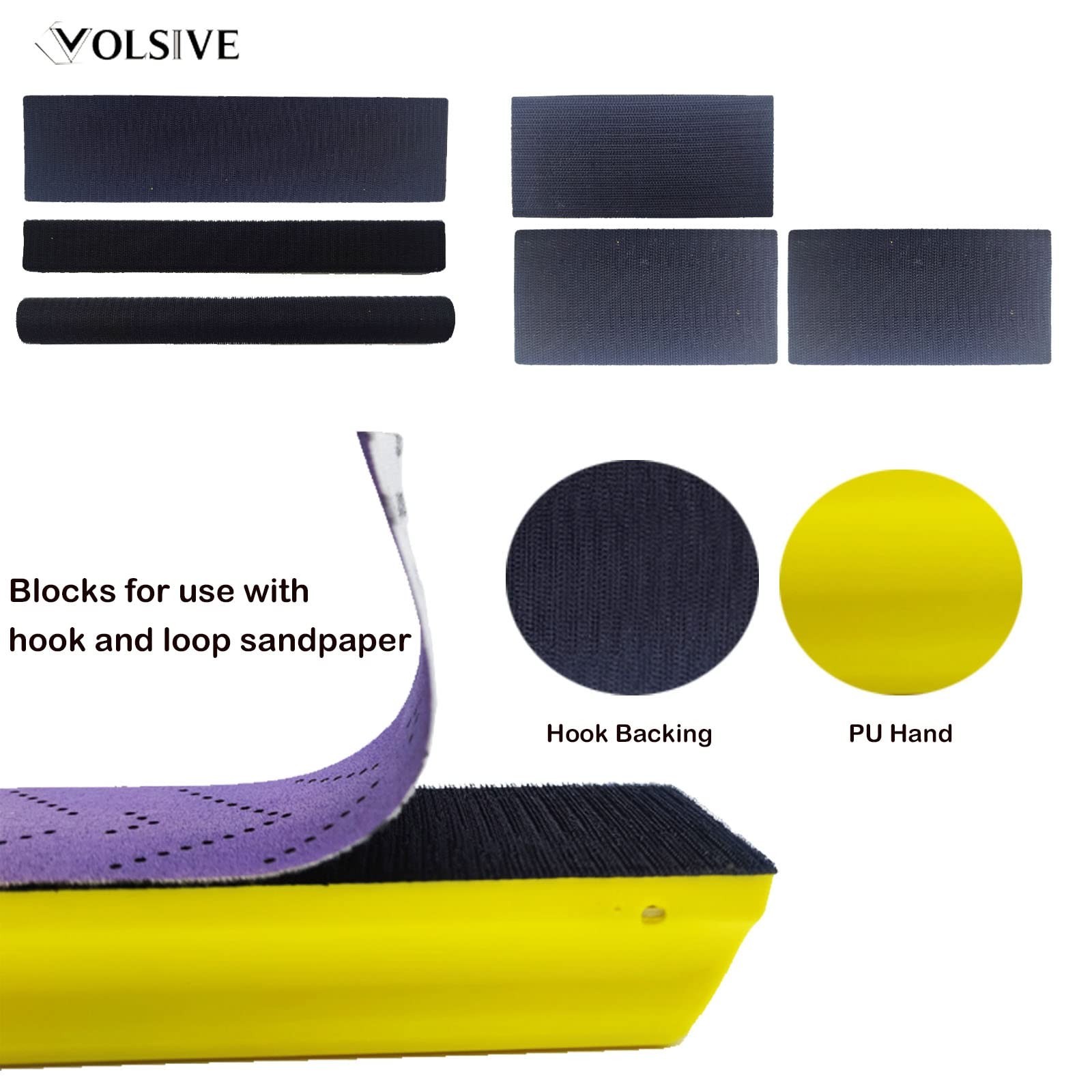 7Pcs Hand Sanding Block Set, Rectangle Handheld Sanding Pad, Hook and Loop Inter