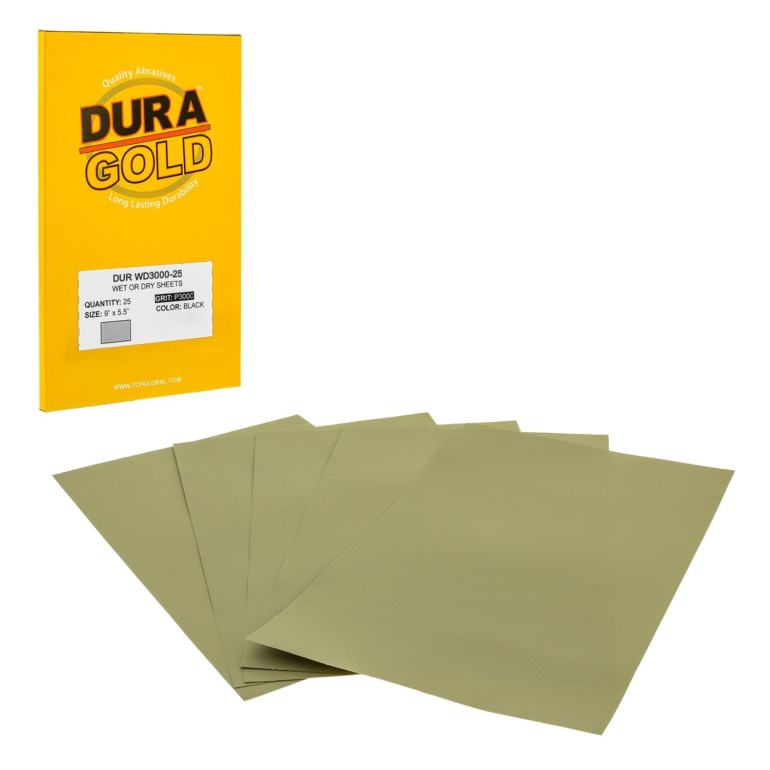 Dura-Gold Premium 3000 Grit Wet or Dry Sandpaper Sheets, 3000-Grit, brown