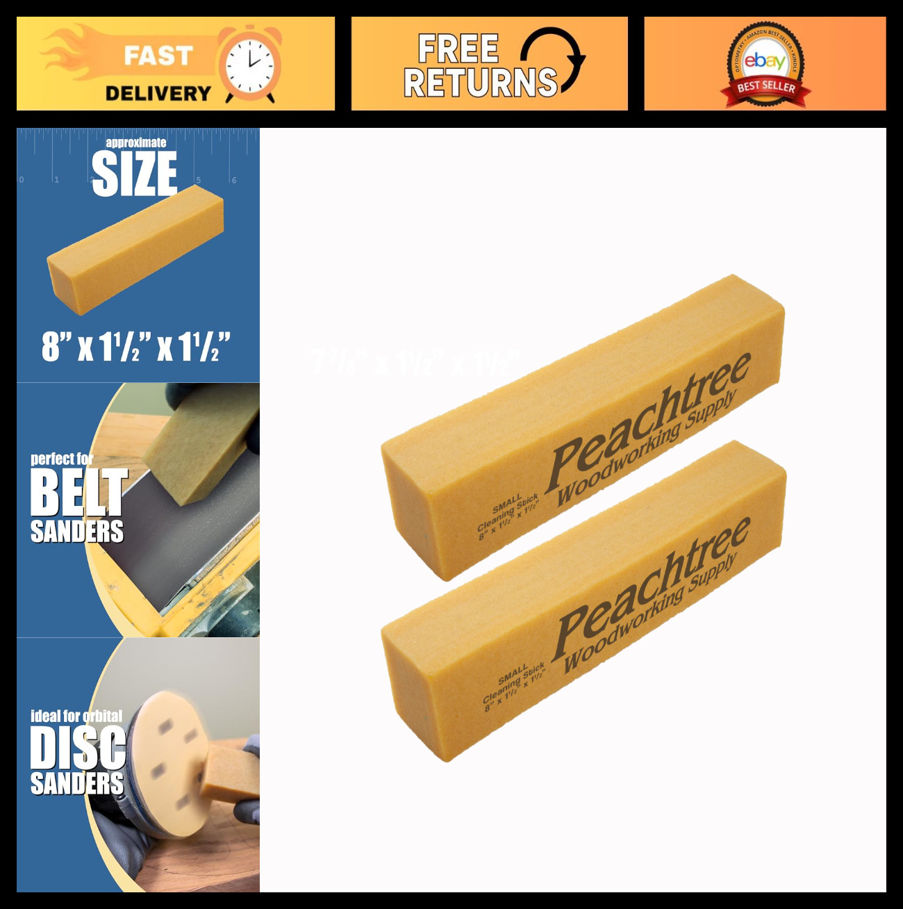 Abrasive Cleaning Stick for Sanding Belts & Discs | Rubber Cleaning Block 2 Pack