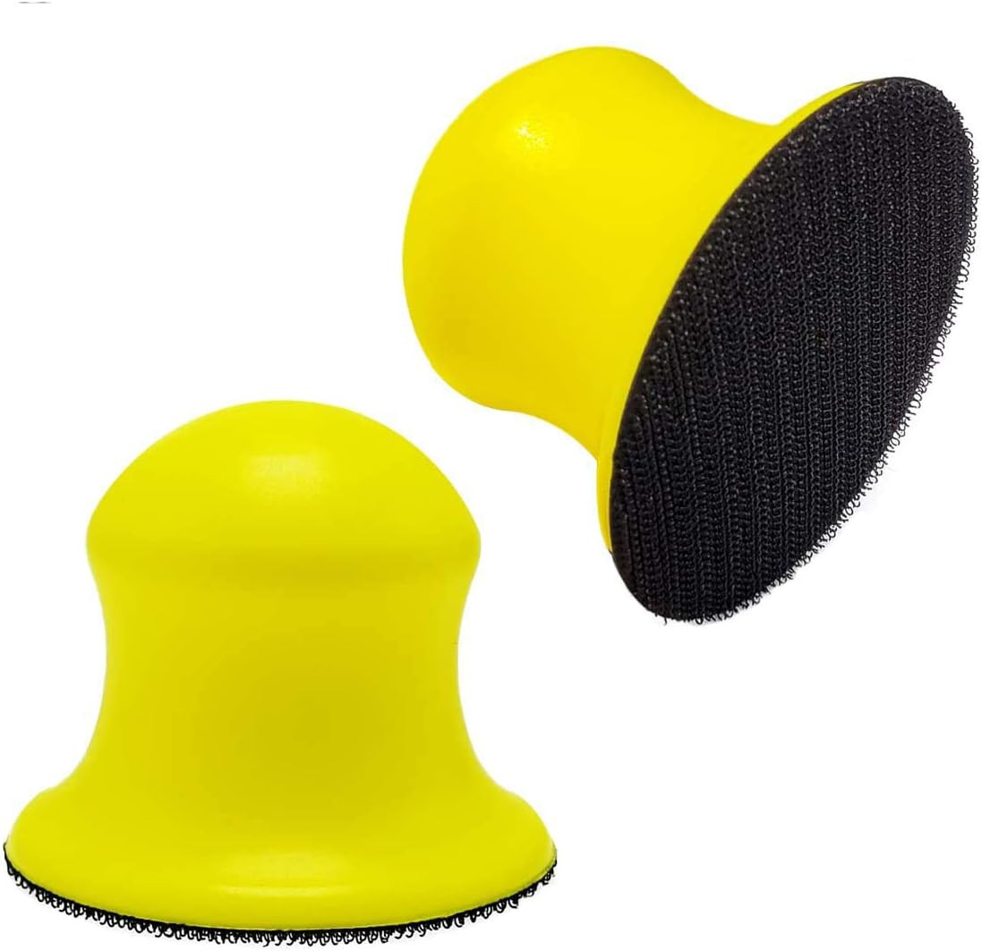 2 Pack 3″ round Hand Sanding Blocks for 3 Inch Hook and Loop Discs Ideal for Woo