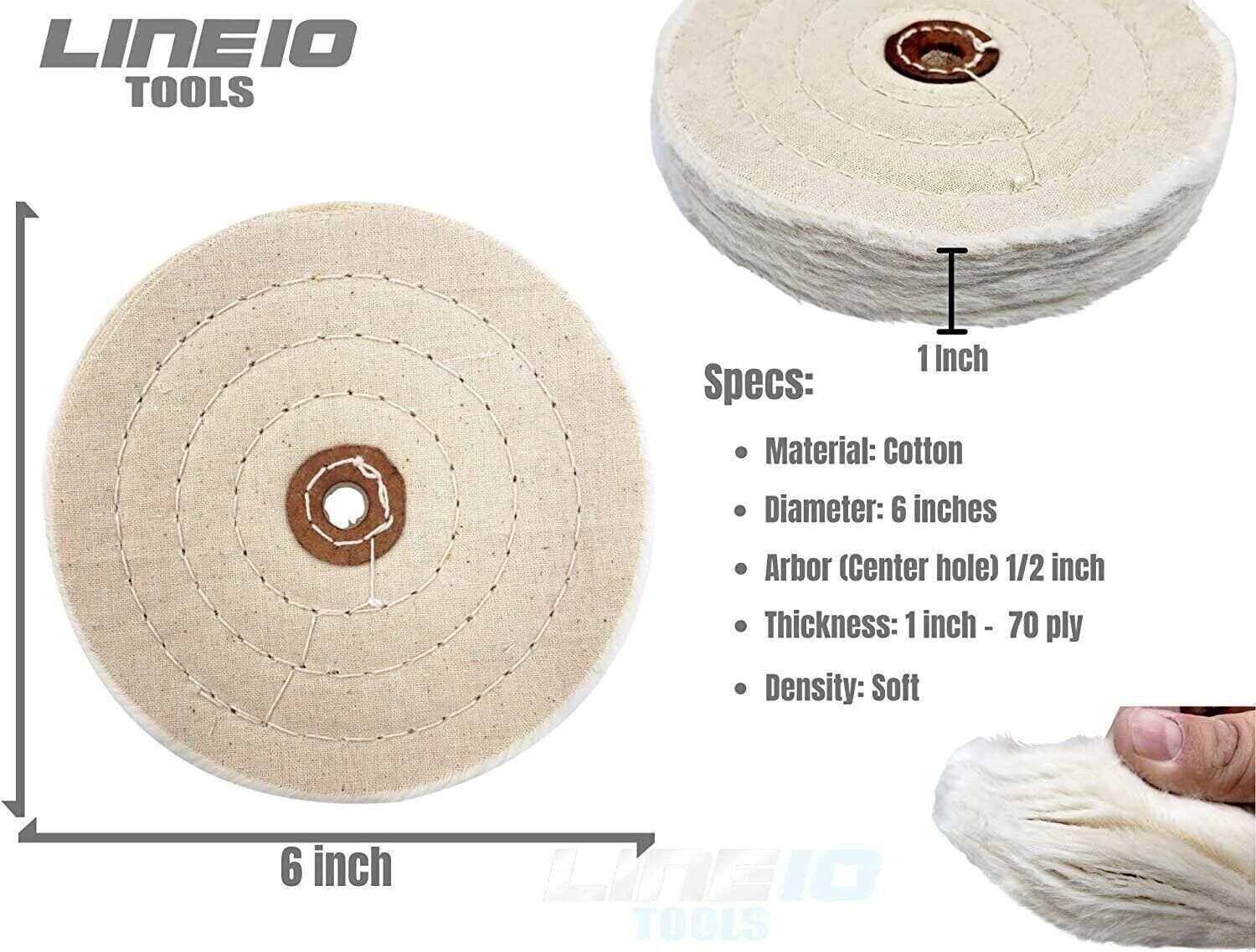 7pc Metal Buffing Kit for Drill 6″ Wheel for Polishing S. Steel Iron Aluminum