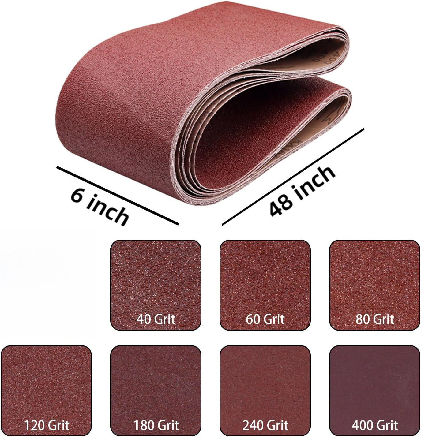 6PACK 6 x 48 inch Sanding Belts 60 Grit Aluminum Oxide Sander Paper For Metal