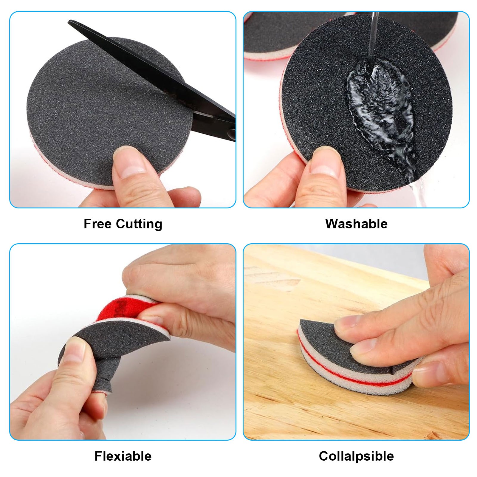48PCS 3″ Hook & Loop Sanding Sponge Discs 80-3000 Grit Wet Dry Foam Sanding Pads