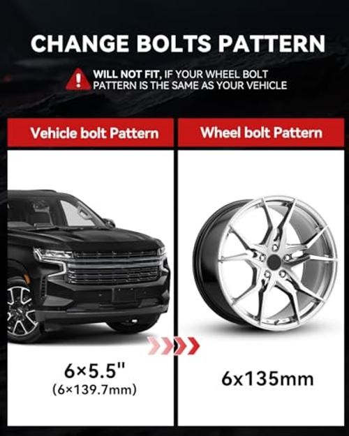 6×5.5 to 6×135 Wheel Adapters for F150 Wheels on 6×5.5 to 6×135 (Hubcentric)
