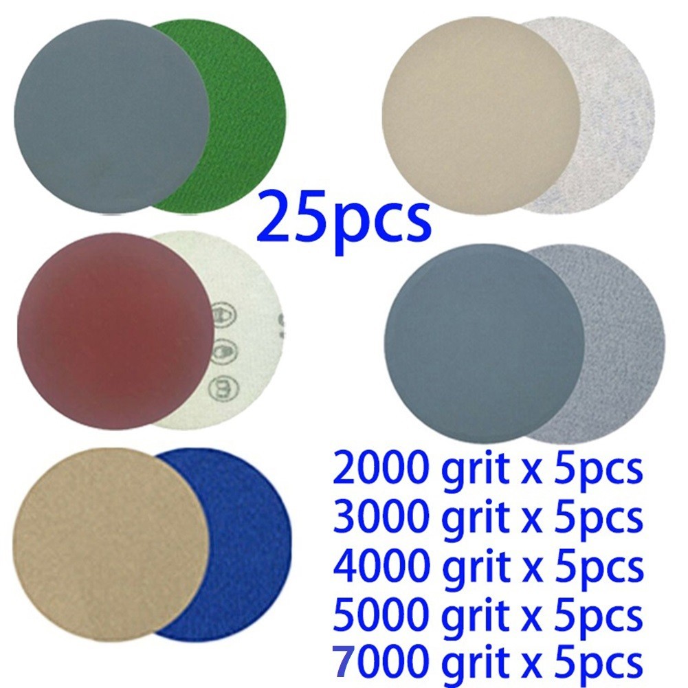 25pcs Sandpapers And 3 inch/75mm 3000 Sandpaper Sanding Discs