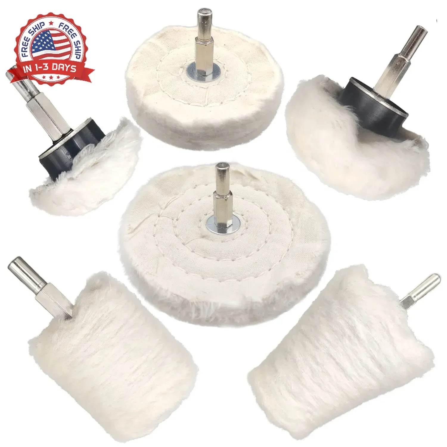 6 pcs Buffing Wheel for Drill,Buffing Pad Polishing Wheel Kits,Wheel Shaped Poli