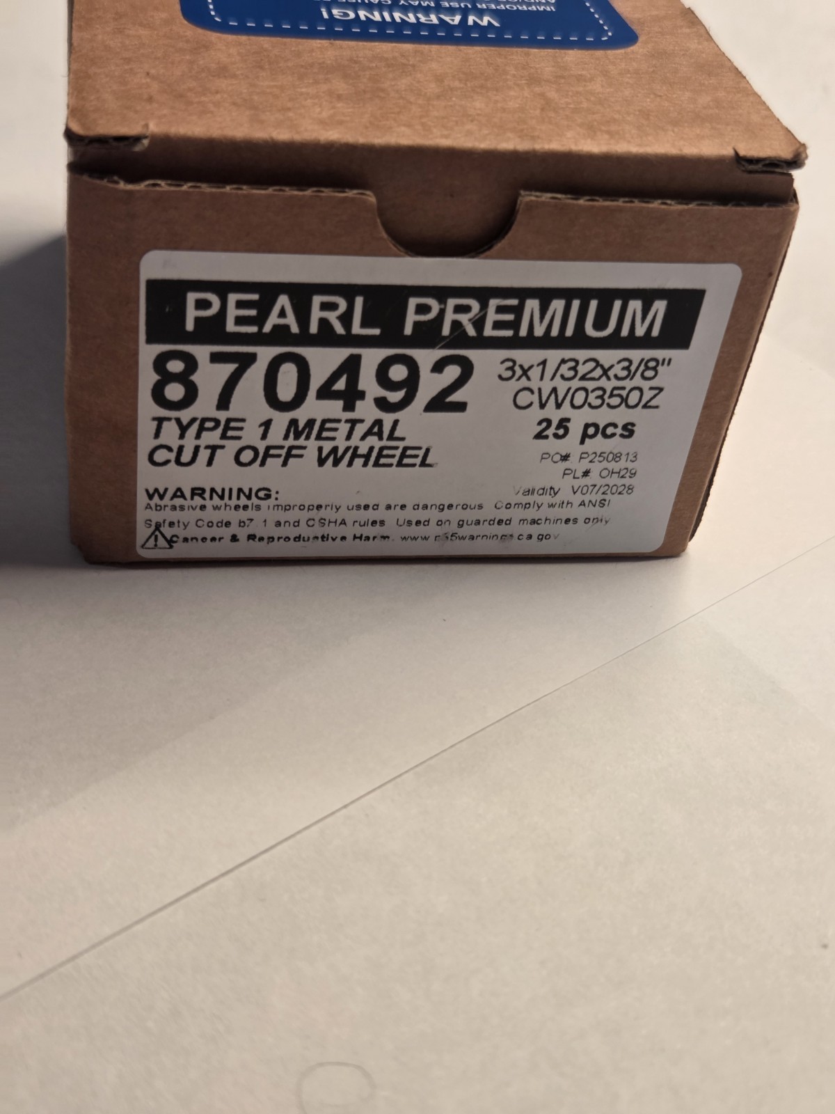 Pearl Premium 3×1/32×3/8in Type 1 Metal Cut Off Wheel, CW0350Z, 25Pcs