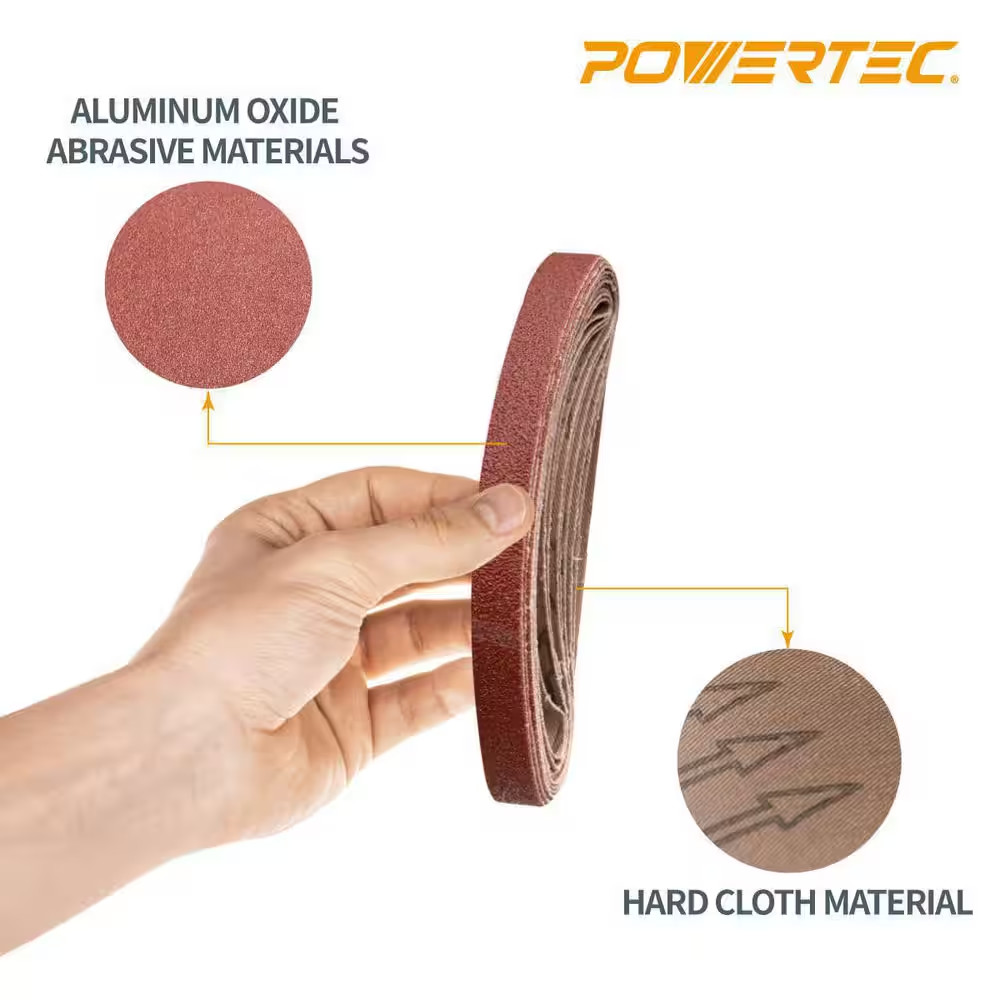 1/2 In. X 18 In. 40-Grit Aluminum Oxide Sanding Belt Sandpaper (20-Pack)