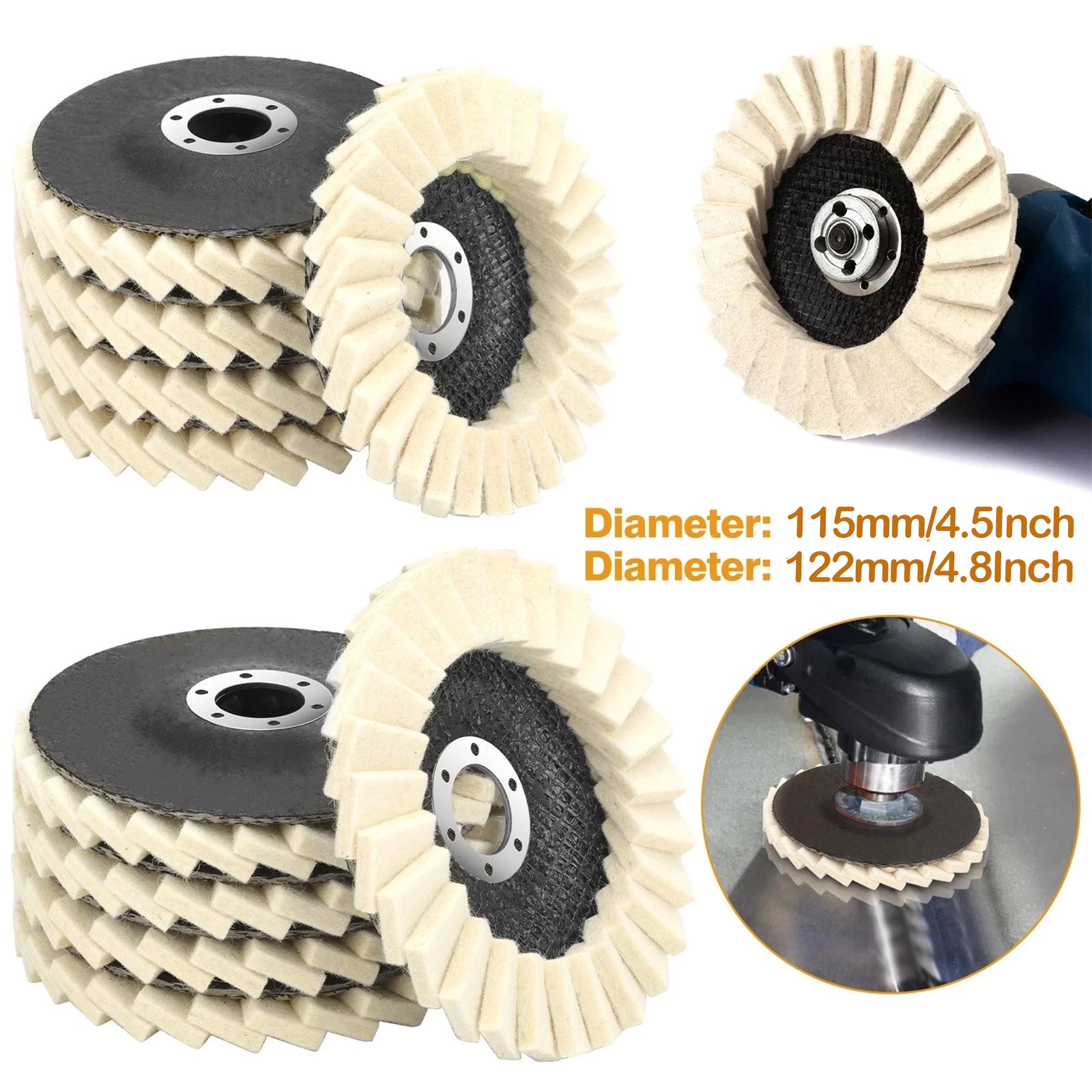 5PCS /10PCS Wool Polishing Wheels Buffer Pads Flap Felt Polishing Finishing Disc