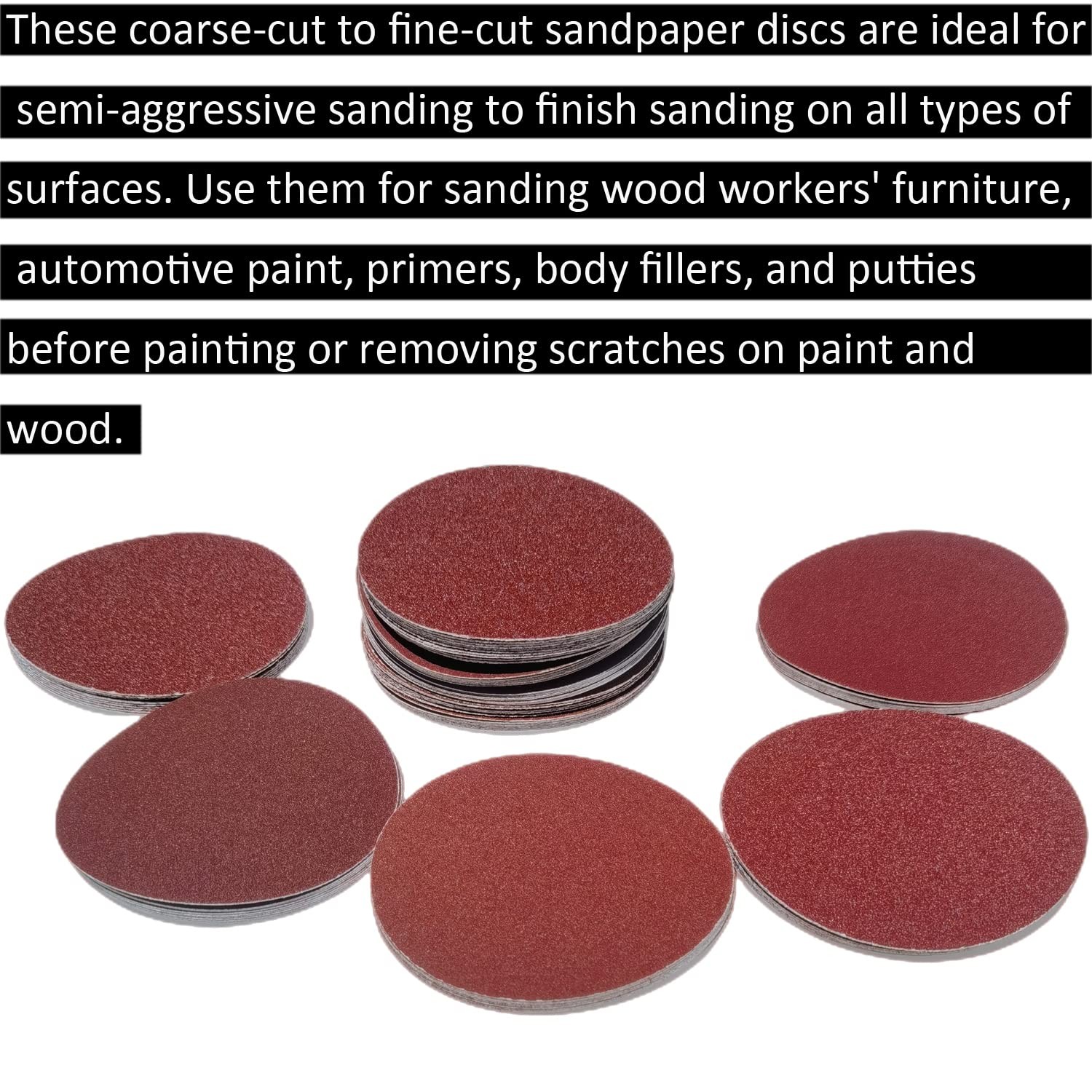 SACKORANGE 100 PCS 6″ PSA Sanding Discs 20 Each of 60, 80, 120, 180, 240, Gri…