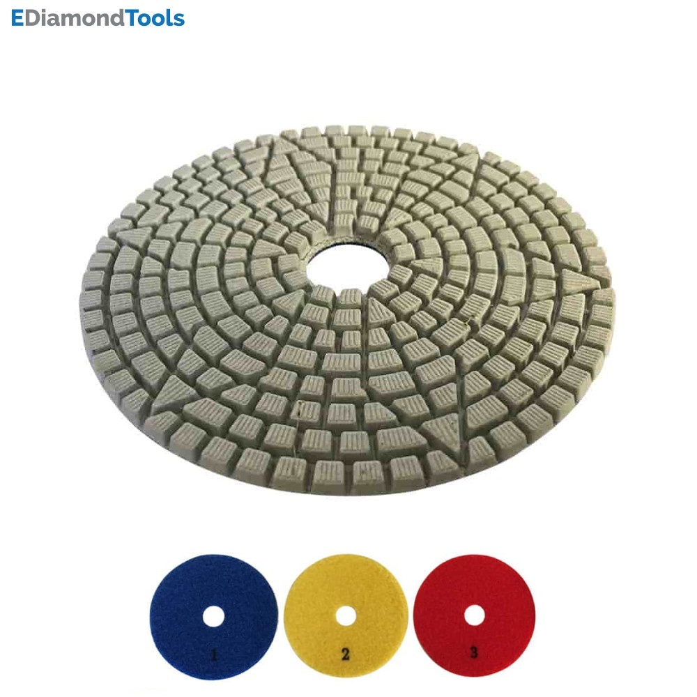 3 Step Stone Polishing Pads for Granite, Travertine, Marble w Aluminum Backer