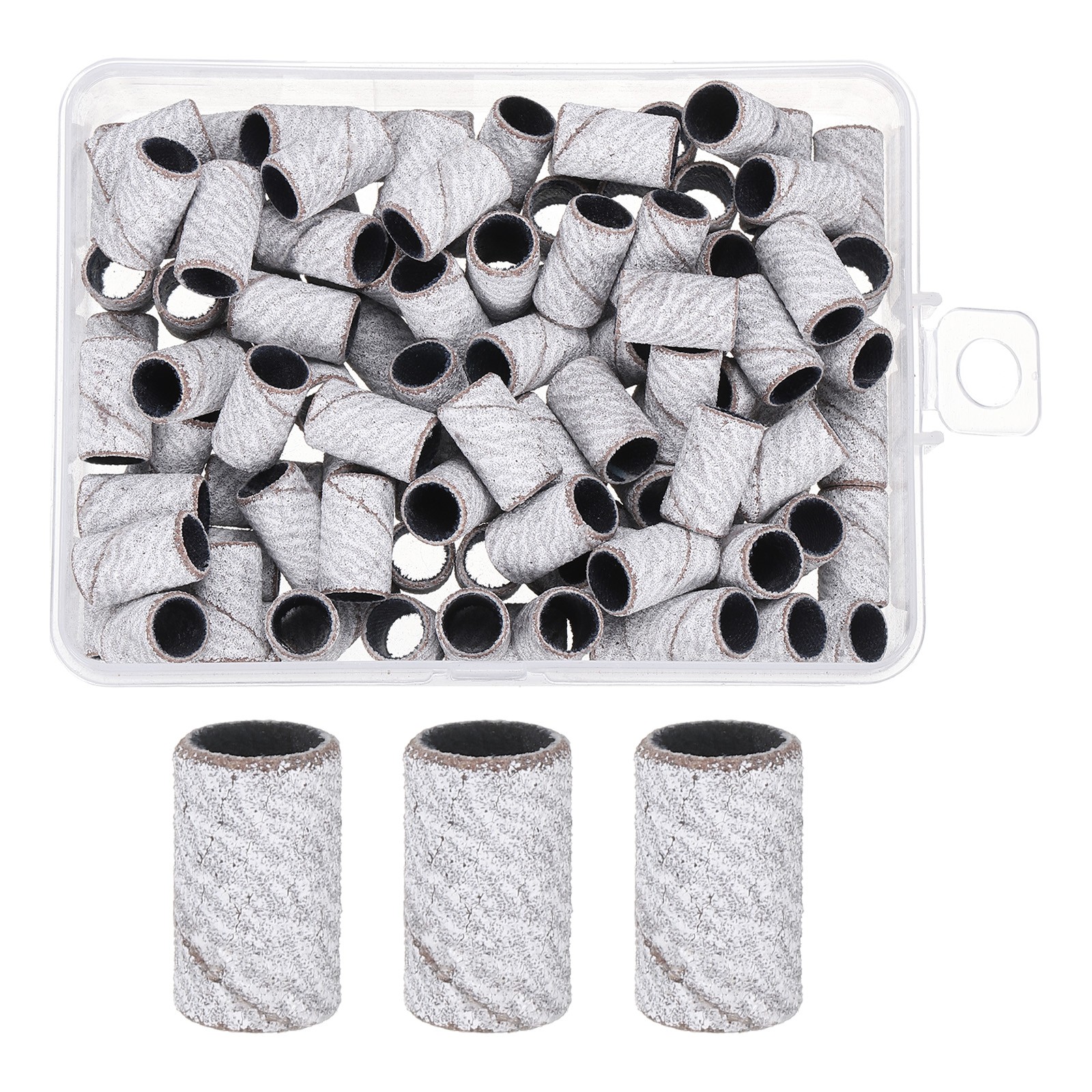 100pcs Small Sanding Bands 180 Grit for Nail Drill Bits White