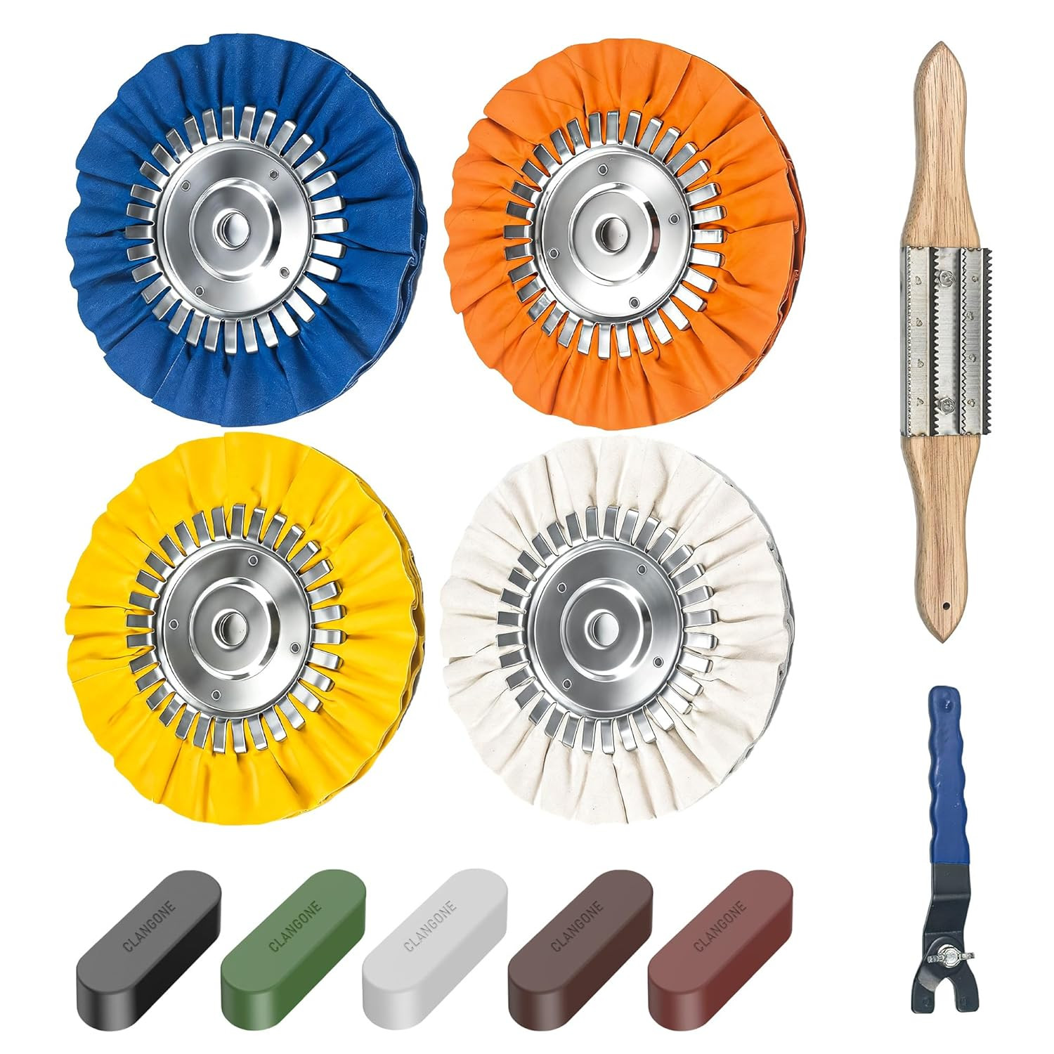 8″ Airway Buffing Wheels, Flange-Free Installation, 5/8″ Arbor Hole Aluminum Met