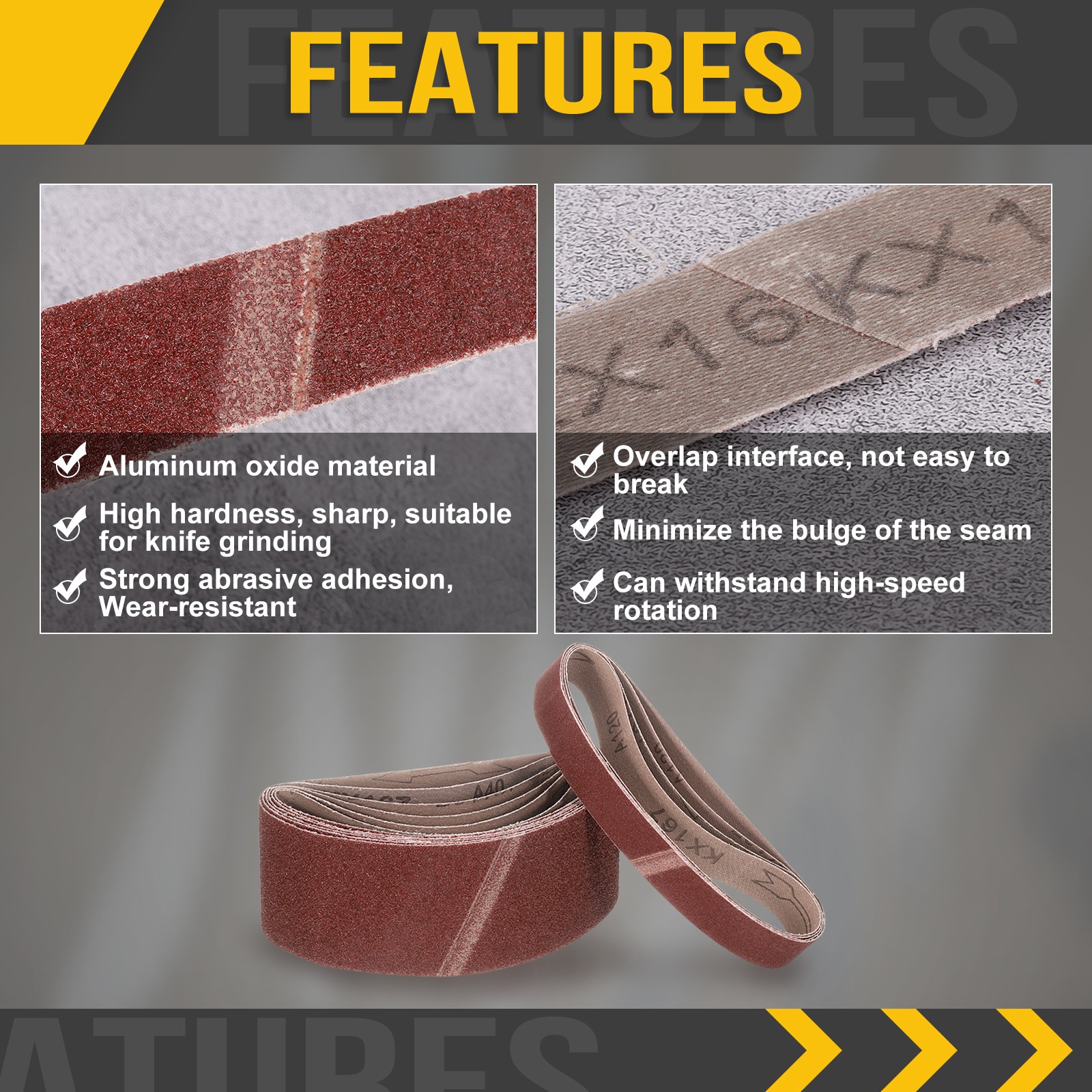 4 x 132″ Sanding Belt, 3 Pack 80 Grit Aluminum Oxide Knife Sharpener Belts