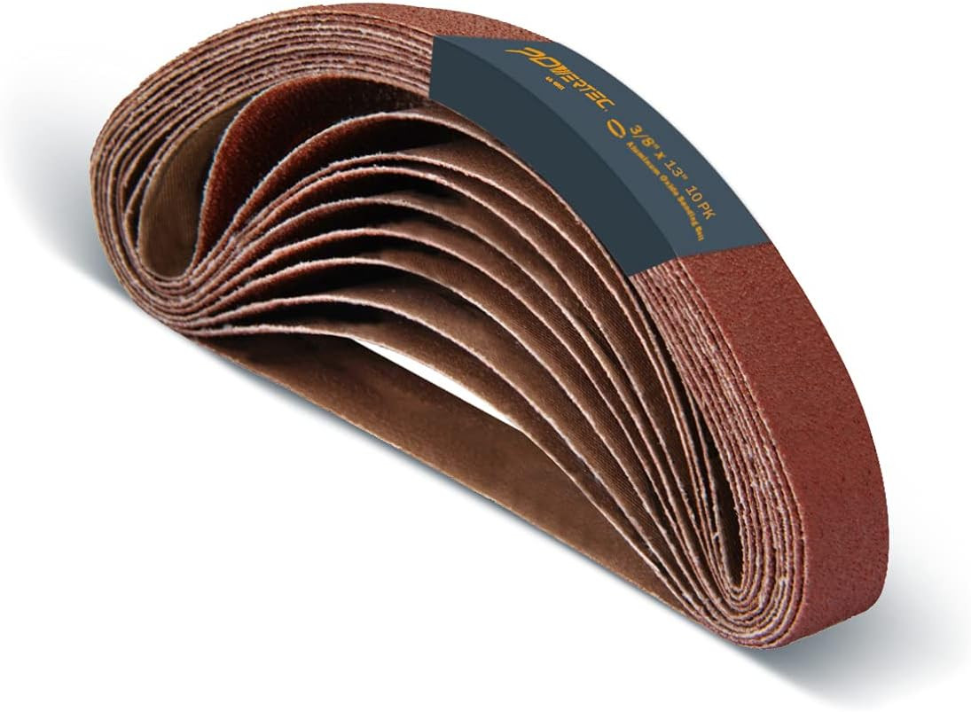 Sanding Belts 3/8 X 13 Inch 40 Grit Aluminum Oxide Air Belt Sander 10 Pack