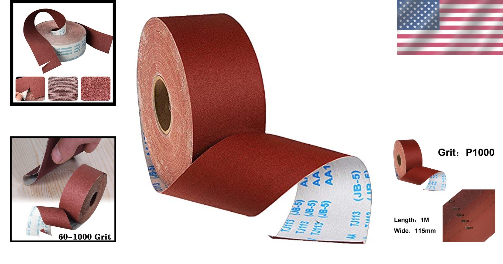 1000 Grit Sandpaper Roll, 1 metre x 115 mm Aluminum Oxide Emery Cloth Abrasiv…