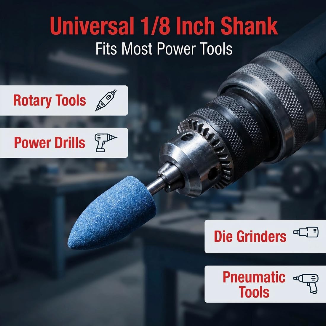 100 Pcs Grinding Stones Set, 1/8 Inch Shank Abrasive Stone Mounted Sharpening…